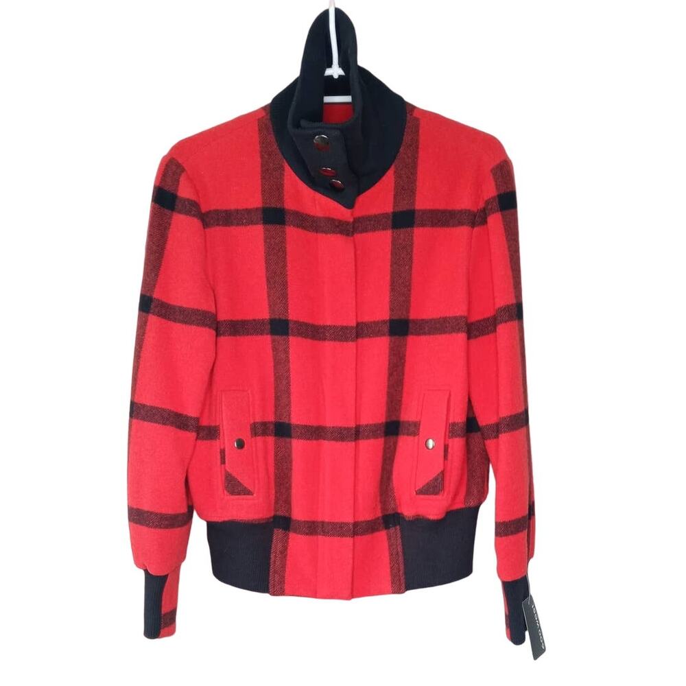 600 West Plaid 80% Wool Zip Up Jacket Women's Size Small - NWT